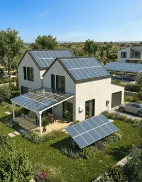 Une maison &eacute;quip&eacute;e de panneaux solaire